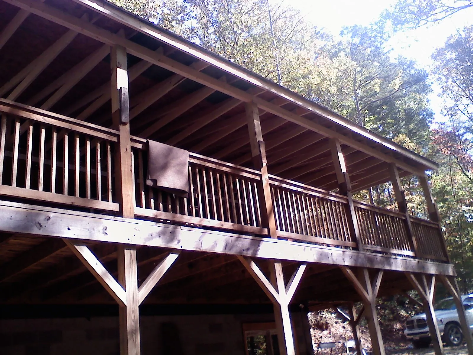Timber framing under a new elevated porch and deck — Roof Leak Repair in Coinjock by Roofing Brothers